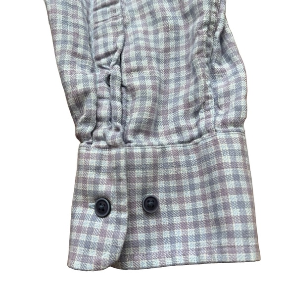 David Donahue Shirt Mens XL 17.5 Long Sleeve Fusion Linen Viscose Blue Purple - Picture 4 of 5